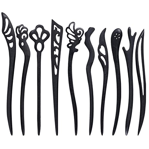 10 Pieces Wooden Hair Sticks Chinese Chignon Japanese Hair Chopsticks Wooden Hair Pins for Long Hair Hair Sticks for Buns for Women Girls Handmade Hair Accessories