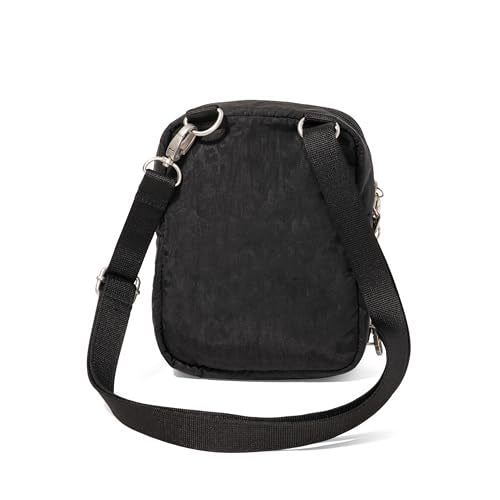 Baggallini Securtex® Anti-theft Mini Everything Crossbody Bag, 6.3"x8.25" Rfid, Locking Zippers & Cut-resistant Strap - color: Black Cheetah Emboss