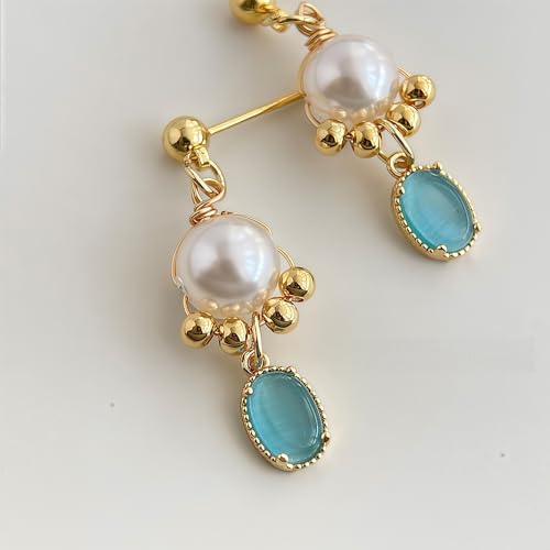 Boho Earrings for Women Natural Stone Beaded Handmade Vintage Dangle Earrings Bohemian Lightweight Hypoallergenic Jewelry for Dailywear Festival Occasions - color: Gold beaded boho