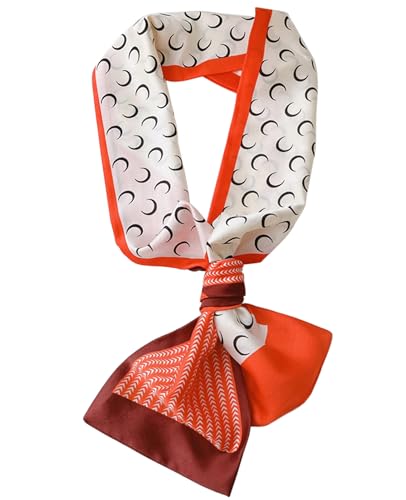kcctoo 59” Long Silk Like Head Scarf Women's Fashion Square Neck Satin Scarfs for Bag Hair Scarves Gift 59 * 5.9” - color: Y2 Moon Orange 59" X 5.9"