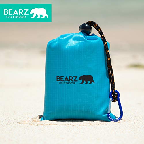 Pocket Blanket - Beach Blanket Waterproof Sandproof, Picnic Blankets Waterproof Foldable, Lightweight & Compact for Hiking, Camping, Travel, Festival Accessories - color: Aqua Blue