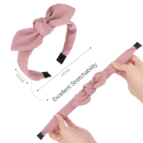 Jaciya Headbands for Girls Women Hair Accessories Thin Headband with Bow Knotted Head Band Bunny Ears Hairband - color: Color 1