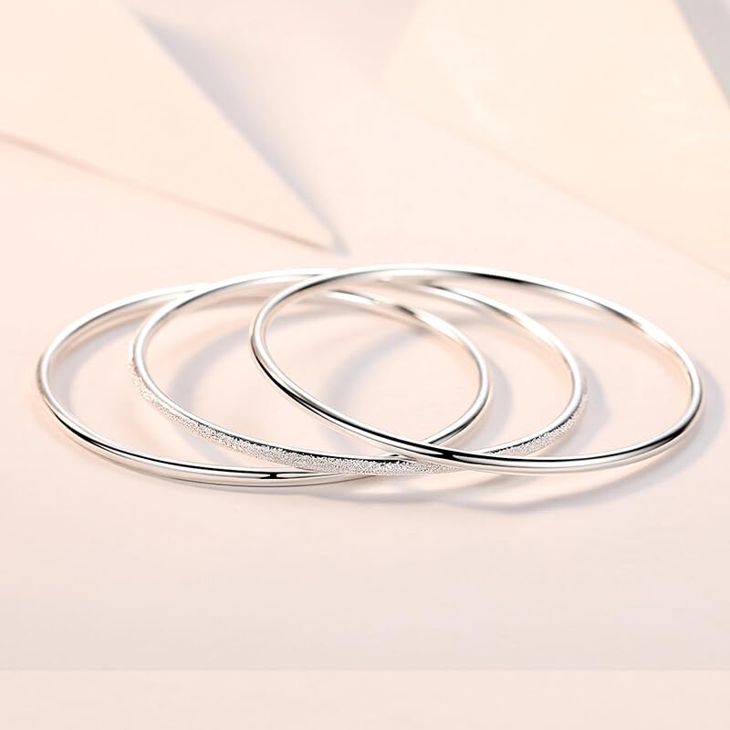 Sterling Silver Bangle Bracelets for Women,Fashion Jewelry Simple Adjustable 925 Silver Cuff Bangles for Women Mom Wife Valentine Mothers Day Gift - color: Silver-A1