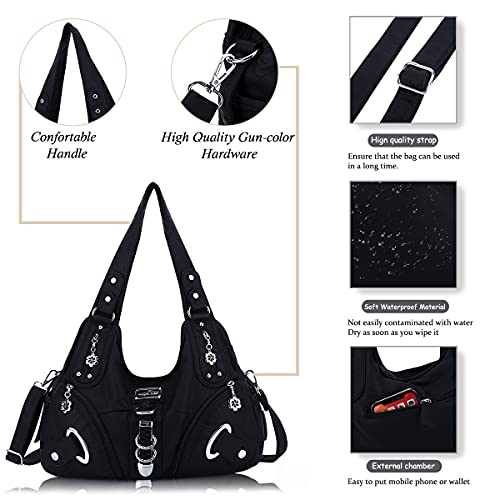 Angelkiss Hobo Purses and handbags for Women Satchel Handbag Women Purses Large Daily Shoulder Bags | Purses - color: Black