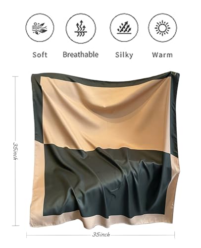 Hioyiwse Head Scarf For Women Hair Bandana 35" Large Square Satin Wrap Sleeping Neck Silk Satin Hair Scarves Lightweight - color: F30-charcoal Grey（35*35inch）