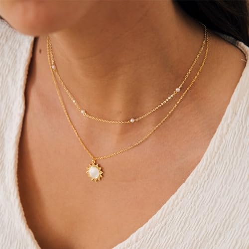 CHESKY 14k Gold Plated/Silver Plated Dainty Necklace for Women, Trendy Satellite Choker Necklace Thin Beaded Layered Choker Necklaces Discs Paperclip Chain Necklaces Womens Simple Jewelry - style: Gold pearl