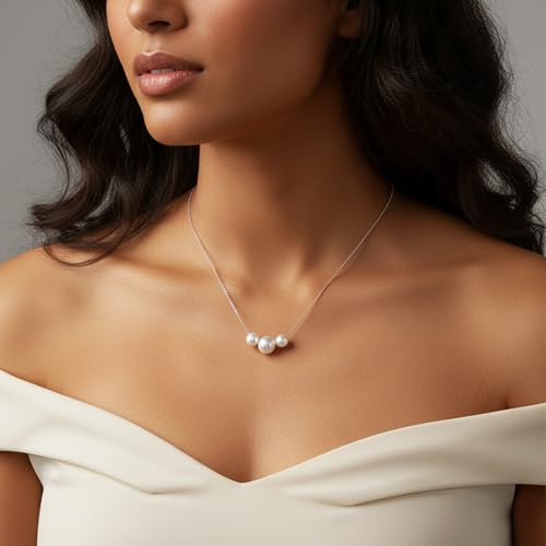 Trinckle Pearl Necklaces for Women, Gold Pearl Choker Single Pendant Necklace Layered Daisy Jewelry for Prom Birthday Gifts, Prom Wedding Strands for Bride Bridesmaids as Beach Summer Accessories - style: Silver necklace