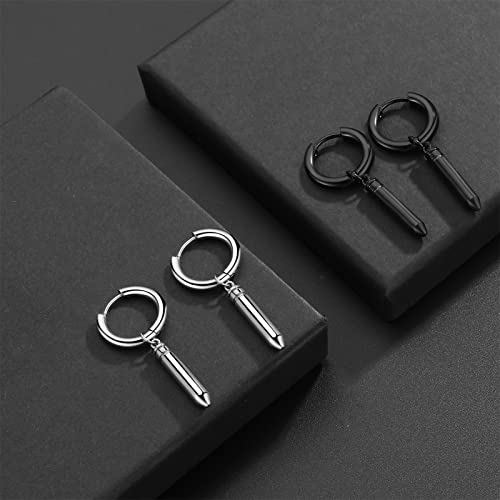 Aroncent 12PCS Stainless Steel Fake Tapers Mens Earrings Illusion Tunnel Cheater Piercing Jewelry Set for Men Women - color: Feather
