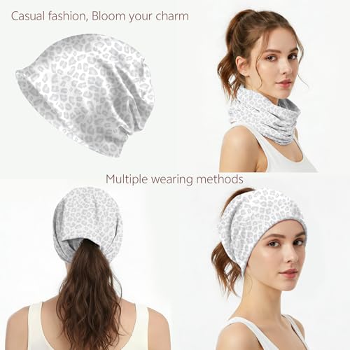 Chemo Caps Slouchy Beanie Hat Stretch Cancer Head Wraps Turban Sleep Headwear Scarf for Women Girls Men - color: I-12-grey Leopard
