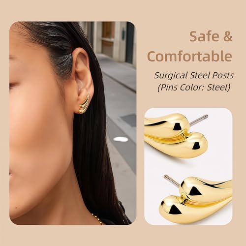 14K Gold Filled Stud Earrings for Women Non Tarnish - Trendy Gold Statement Earrings Hypoallergenic - Dainty Gold Stud Earrings Gift for Sensitive Ears