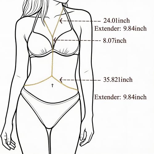 Gold Waist Chain for Women - 14K Gold Plated Body Chain Jewelry for Women Sexy Bikini Adjustable Festival Top Belly Chains Beach Trend Jewelry - color: Chest Chain-Beaded