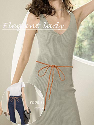 TeeYee Waist Belt Woven Knitted Rope/Chain PU leather 3 Pieces Tassel Rope Skinny Belt - color: 103bluegreen