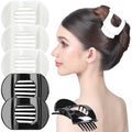 RC ROCHE 6 Pcs Flat Claw Hair Clips for Women Thick Hair French Round Duckbill Square Secure Strong Hold Grip Clamps Barrettes Curved No Slip No Crease Plastic Styling Cute, Medium Black & White - color: (Medium) Black & White