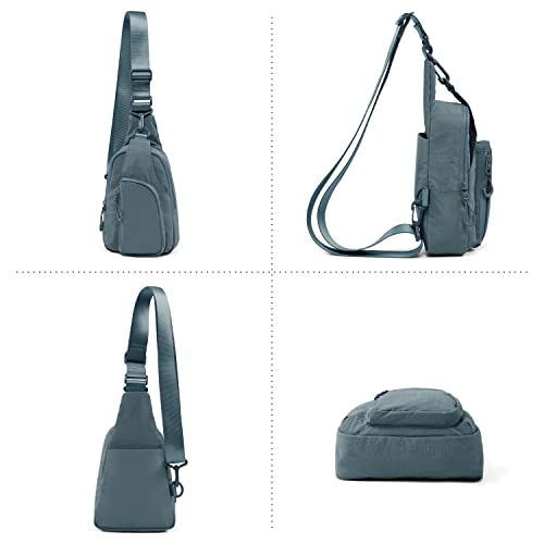 ODODOS Sling Bag with Adjustable Straps Crossbody Chest Bag Lightweight Backpack for Casual Traveling Hiking - color: Teal Blue