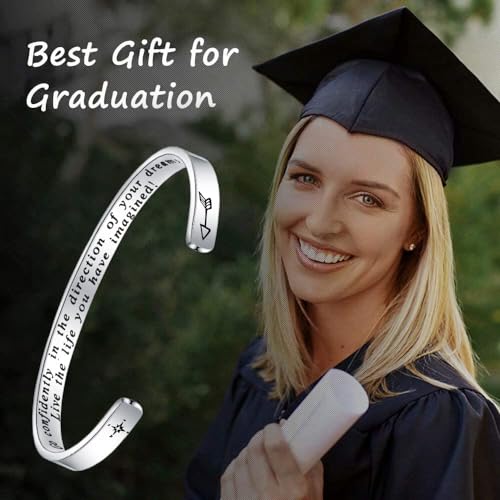 M MOOHAM Graduation Gift for Her Him 2026, Inspirational Graduation Bracelets Class of 2026 High School College Graduation Gift for Her with Graduation Box - style: With Box -Go confidently in the direction of your dreams,Live the life you have imagined!