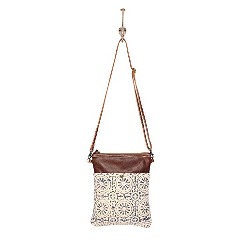 Myra Bag Floral Purses for Women - Genuine Leather and Canvas Floral Purse with Flower Print, Flower Handbags for Women - style: Ruggy Crossbody Bag