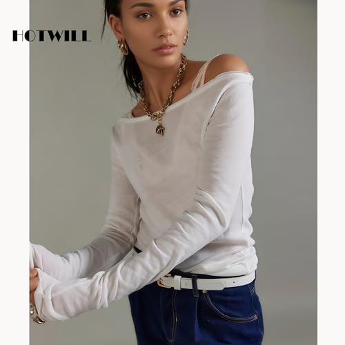 HOTWILL 4 Pack Women Skinny Belts for Jeans Dress Thin Waist Belt for Ladies - color: Gold Buckle B Black Beige Brown White, size: Small