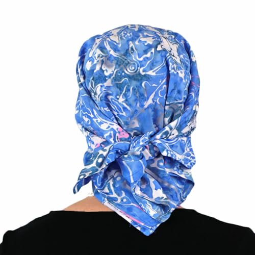 Hats Scarves & More Chemo Scarf Head Scarves for Women Cancer Headwear Headscarf Head Coverings 28 Inch Square Batik - color: Summer Rain