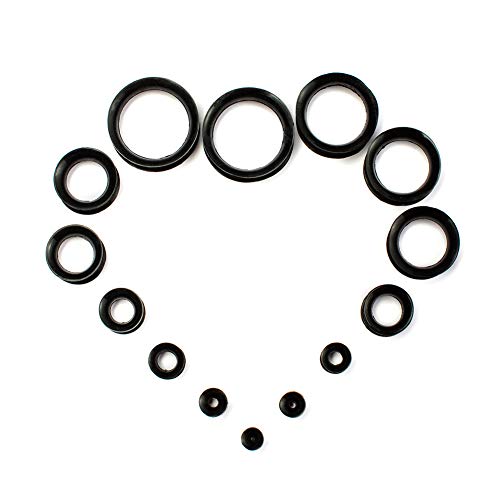 WBRWP 20/28pcs Ear Stretching kit Set: Hollow Hard/Soft Silicone Plugs and Tunnels Ear Expander Gauges Stretcher Body Piercing Jewelry - style: 28pcs Thin/Black