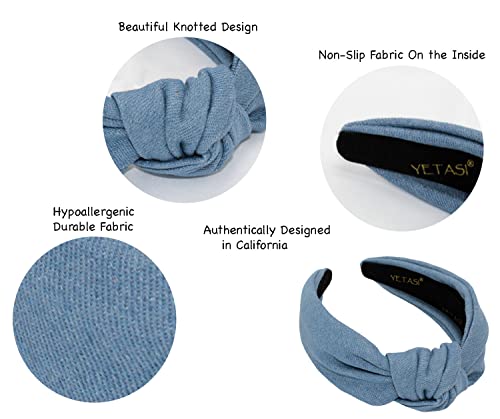 Denim Light Blue Headband is Trendy. Headbands for Women are Long Lasting. Jean Knotted is a Top Knot Head band Girls Fashion Designer for Hair - color: Light Blue