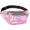 Holographic Fanny Pack Belt bag - Crossbody Waist Bag for Men or Women - Hands-Free, Waterproof Large Bumbag for Hiking, Running, and Travel (Pale Pink) - color: Holographic Pale Pink