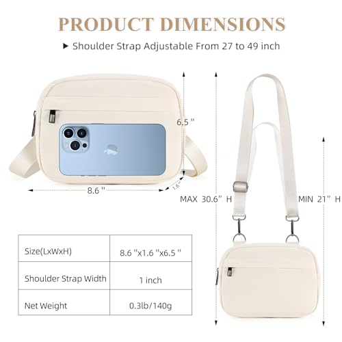 MAXTOP Small Crossbody Bags for Women Belt Bag Fanny Pack with Adjustable Strap - color: Cream, style: Small Crossbody Bag