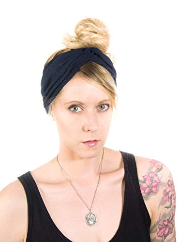 Twist Headband Extra Wide Scrunch Turban (Navy Blue) - color: Navy Blue