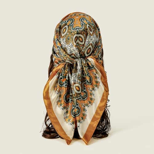 Headscarf Large Square Women Scarf 35" Fashion Scarves Silk Feeling Hairscarf - color: A113