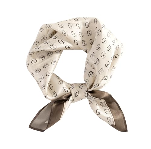FEIBOON Mulberry Silk Scarfs Neck Scarf 21" Small Square Scarfs hair scarf bandana Neckerchief Headscarf for Women - color: Beige G
