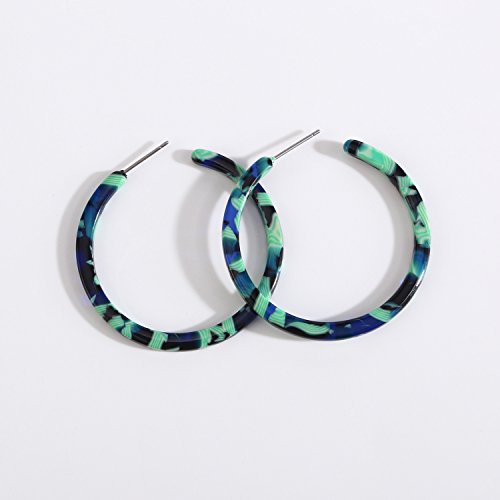 BaubleStar Tortoise Shell Resin Hoop Earrings Fashion Jewelry - color: Green