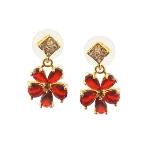 JewarHaat Indian Bollywood Necklace Set AD CZ Elegant Gold Plated Multi Stones Sparkling Crystals Choker with Earrings Fashion Jewellery for Women & Girls - color: Maroon