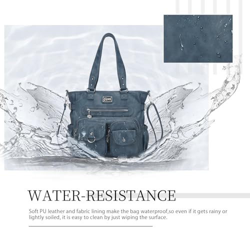 KL928 Large Purses for Women Shoulder Bag Tote Handbags Stylish Vegan Leather Hobo Bags Ladies, A-Black-4 | Large - color: Blue