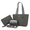 Purses And Wallets Set For Women Work Tote Satchel Handbags Shoulder Bag Top Handle Totes Purse With Matching Wallet - color: A55-3pcs/Set Darkgrey