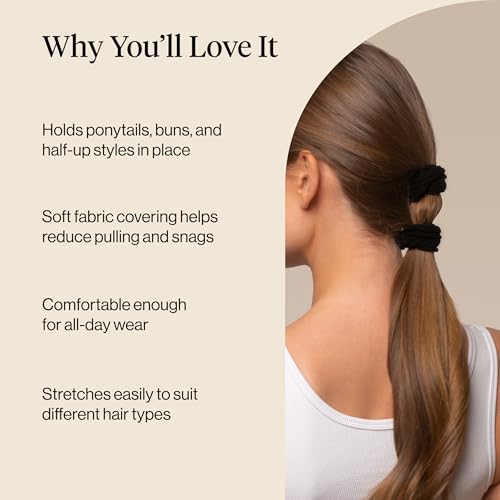 Kitsch Petal Hair Ties No Damage - Strong, Stretchy & Snag-Free Hair Bands | Soft Fabric Ponytail Holders, Stylish Elastics for Everyday Hairstyles | Ideal Gifts for Women - Black, 10pcs - color: Black Petal (Pack of 10)