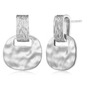 MUYAN Gold and Silver Boho Hammered Dangling Earrings for Women Modern Statement Finish Dangle Drop Earrings Jewelry - color: A Silver