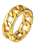 U7 Stainless Steel Mens Rings,7mm Gold/Black/Silver Chain Rings Fidget Spinner Ring Anxiety Ring for Men Women,Size 6-14 - color: Gold