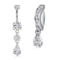 Briana Williams Belly Button Ring Clear CZ Dangle Belly Button Piercing Belly Rings Dangle Belly Button Rings Surgical Steel Teardrop Dangle Belly Button Jewelry for Women Silver Gold - color: C -silver