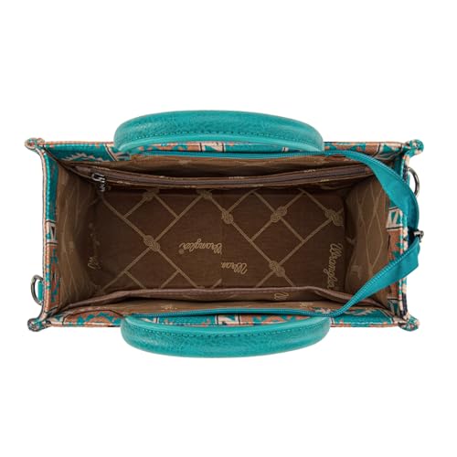 Wrangler Aztec Tote Bag for Women Boho Shoulder Purses and Handbags - color: Aztec Turquoise (Guitar Strap)