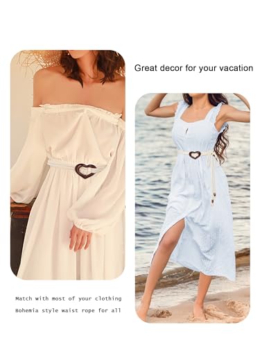 TeeYee Women Boho Rope Belts For Dresses Jeans Belt Adjustable Belt - color: H010white