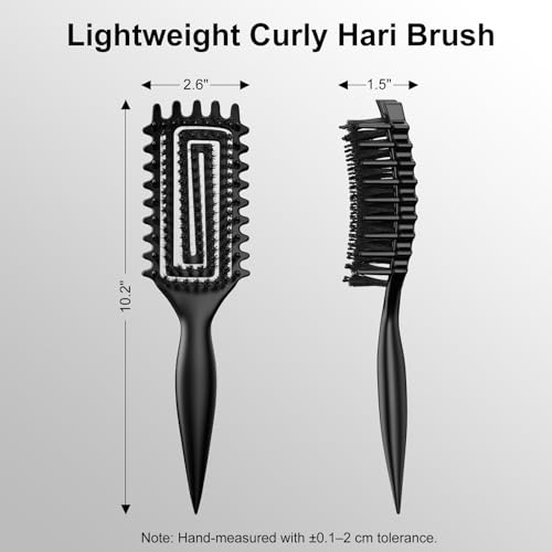 Curly Hair Brush, Curl Defining Brush with Soft Boar Bristles Detangling Tangled Glides, Wide-Teeth Design Effortlessly Shaping & Defining Curls (Matte Black) - color: Matte Black
