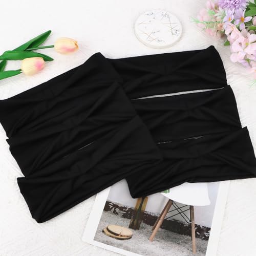 YARIEW 6Pcs Headbands Paisley Bandanas Head Bands Sweat Band Hair Wrap Headwrap Fashion Boho Wide Thick Workout Yoga Elastic Headbands Mens Cooling Running Sports Headband Sweatbands for Women and Men - color: Black
