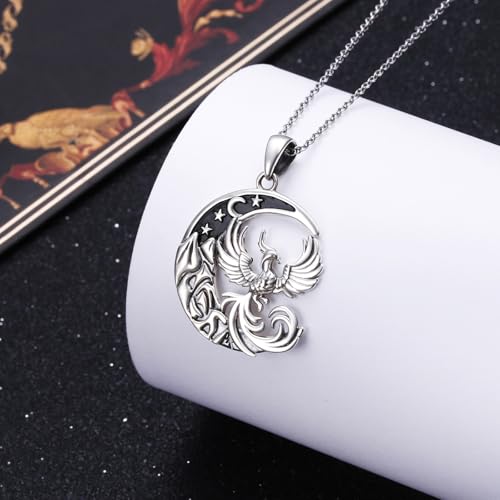 925 Sterling Silver Animal Necklaces Lion/Cat/Phoenix/Bunny/Koalas Necklace Adjustable Chain Animal Lover Pendant Jewelry for Women Men - style: Phoenix