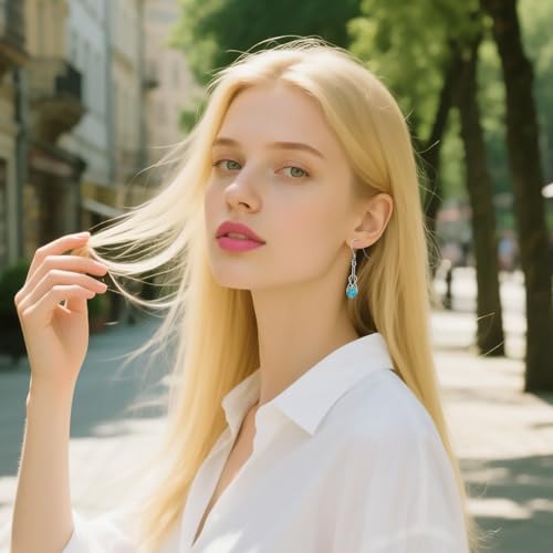 Natural Turquoise Earrings for Women Dangling 925 Sterling Silver Dangle Earrings Western Jewelry Christmas Gift for Sister Mother - style: A-Infinity Earrings