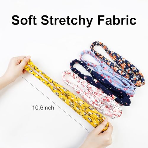Huachi Boho Headbands for Women Floral Print: Summer Twist Headband for Beach, Elastic Women's Fashion Head Bands - color: Sea of Flower
