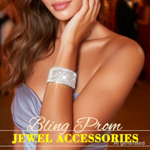 ACEDRE Rhinestone Bracelet Silver Bling Diamond Rows Chain Bracelets Jewelry for Women