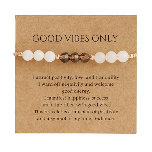 Empath Anxiety Calming Protection Bracelets Gifts for Her, Natural Healing Natural Stone Beaded Bracelet Healing Bracelets Jewelry for Women - color: Good Vibes Only