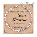 TONY & SANDY Tiny Beaded Bracelets for Women, Sometimes You Forget You're Awesome Gift, Unique Gifts for Women, Mom, Daughter, Wife, Coworker, Best Friend, Bestie, Granddaughter - style: Pink Zebra Jasper