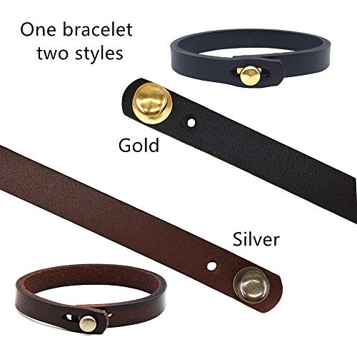 Mens Genuine Leather Bracelet - Handmade Adjustable Leather Cuff Bracelet punk Style leather wrap Wristband for Men - color: A-Brown