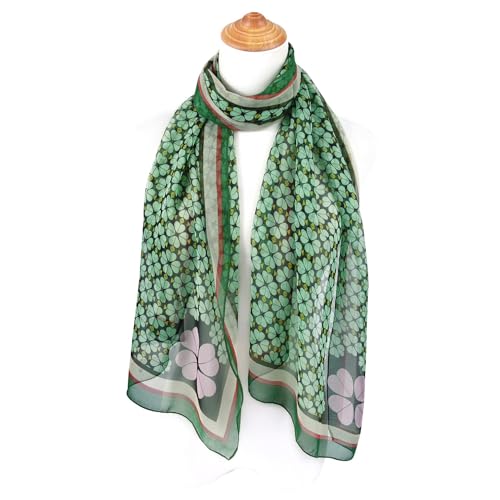 E-Clover Unique Fashion Women's Scarf Chiffon Sheer Scarves for Women Lightweight - color: Green Clover