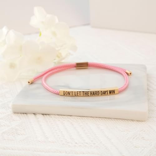 LINY Inspirational Gifts for Women Men, Dont Let The Hard Days Win Gifts, Motivational Inspirational Tube Bracelets Friendship Birthday Meaningful Gift for Friends Female - color: Dont Let-Tube Pink+Gold